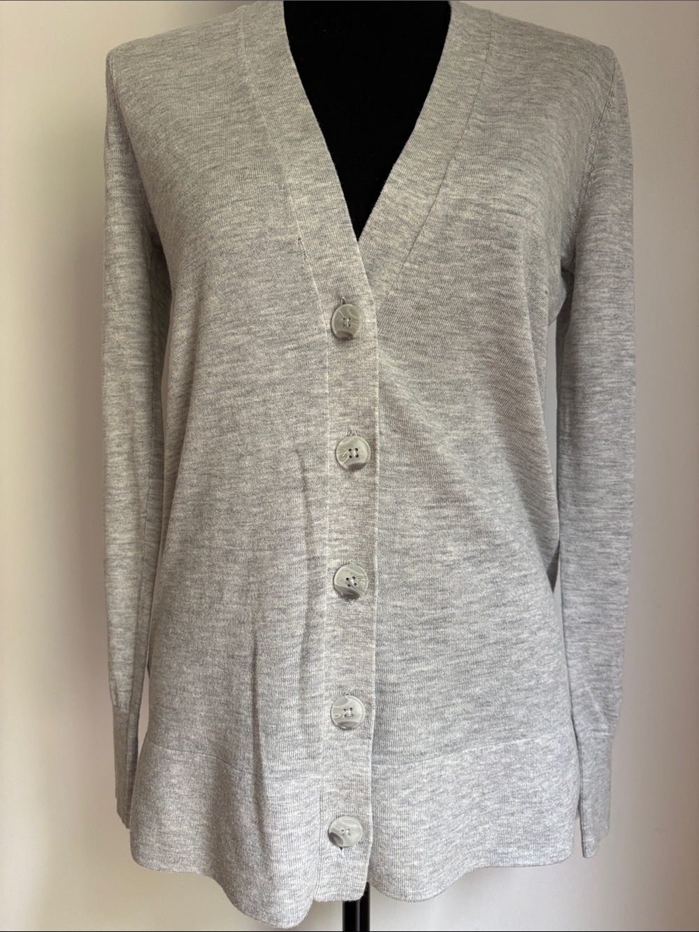 LOFT Heathered light gray boyfriend sweater cardigan tunic length XS extra small